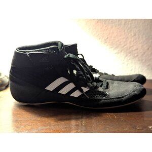 Adidas Wrestling Shoes Black & White Mens Size 8.5 Lightweight Mesh High-Top Tra